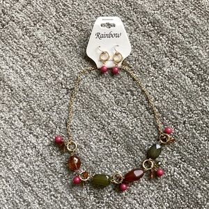 Rainbow Necklace and Earrings set